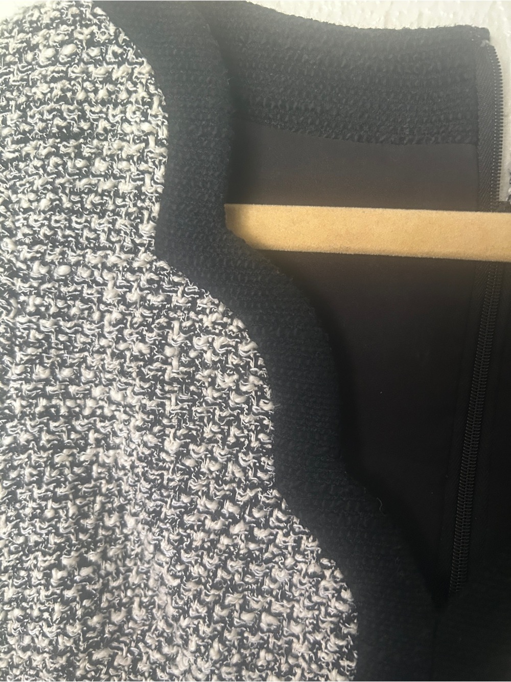 Kate Spade Black and Cream Tweed Scallop-Trim Cap Sleeve Dress - Picture 5 of 7